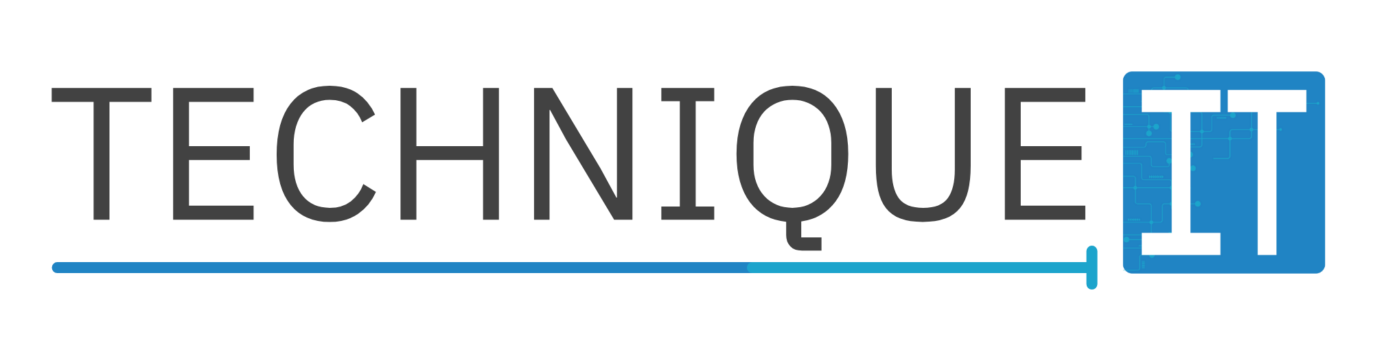 Technique IT logo with the word “TECHNIQUE” in bold black text followed by a blue square containing the white letters “IT” and a horizontal blue line beneath.